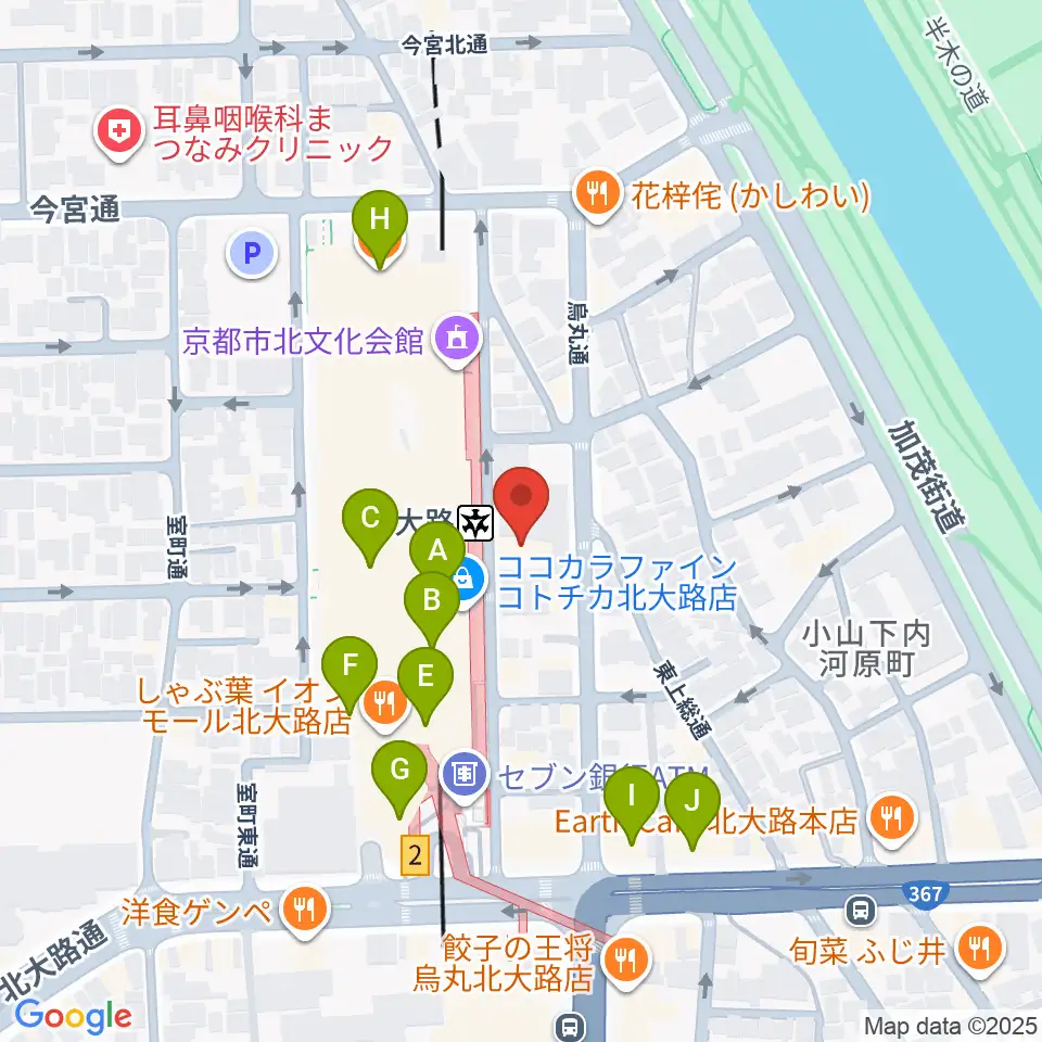 京都ミュージックラボ周辺のカフェ一覧地図