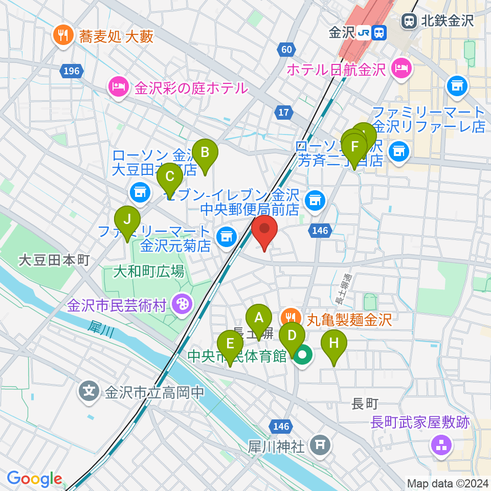 金沢科学技術大学校 Kist周辺のカフェ一覧地図