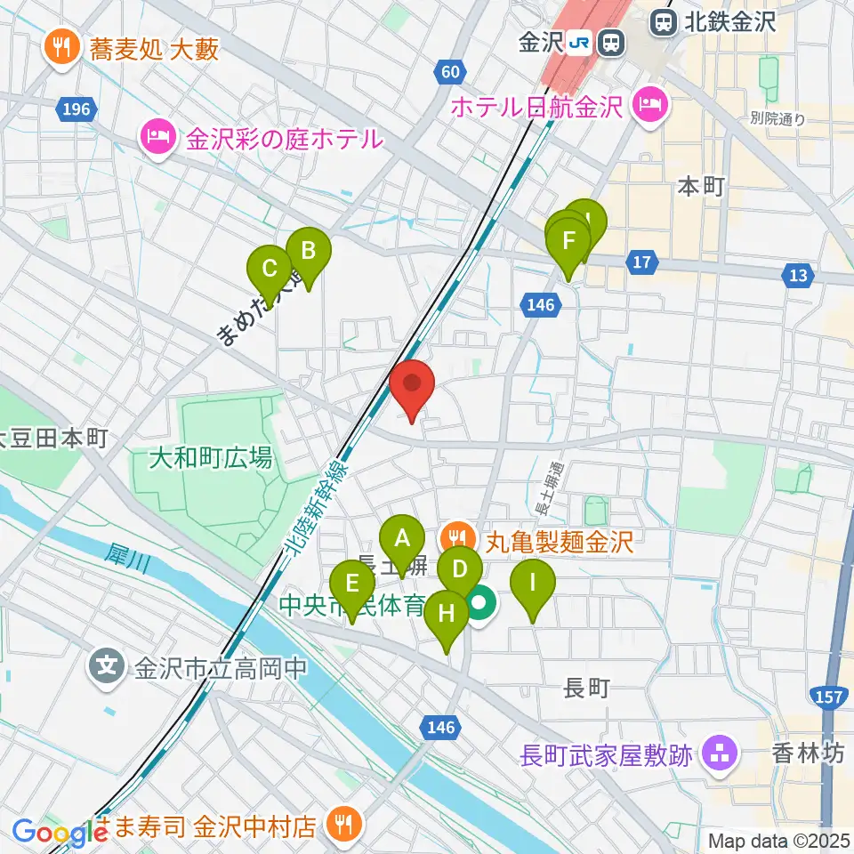 金沢科学技術大学校 Kist周辺のカフェ一覧地図