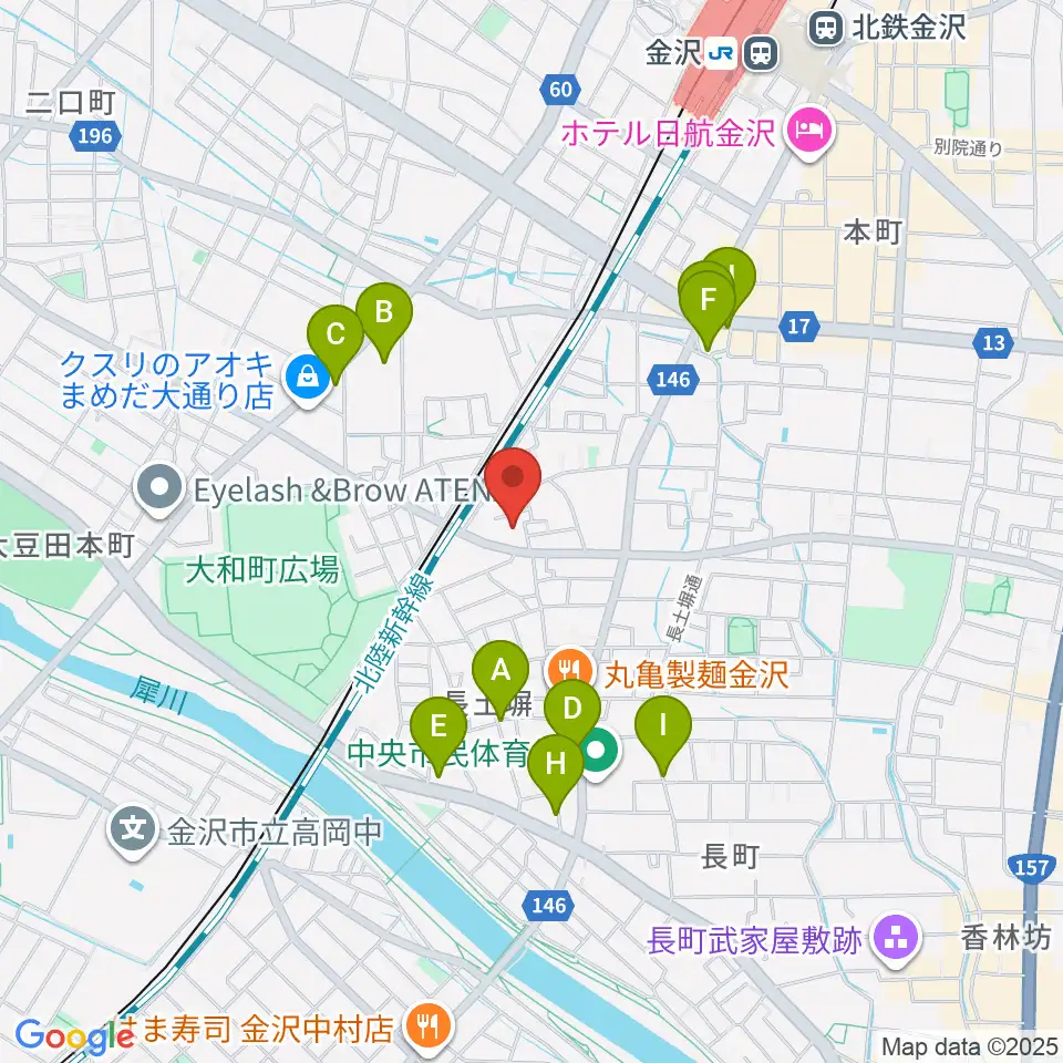 金沢科学技術大学校 Kist周辺のカフェ一覧地図