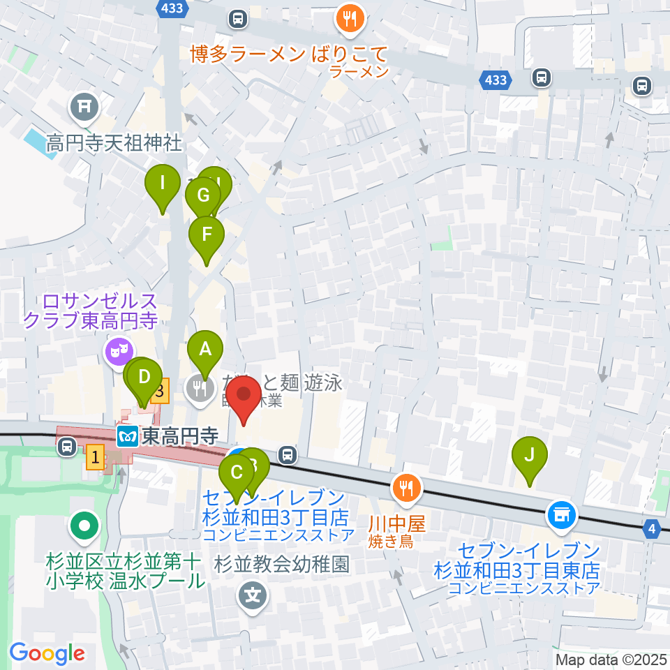 エンジェルハープ周辺のカフェ一覧地図