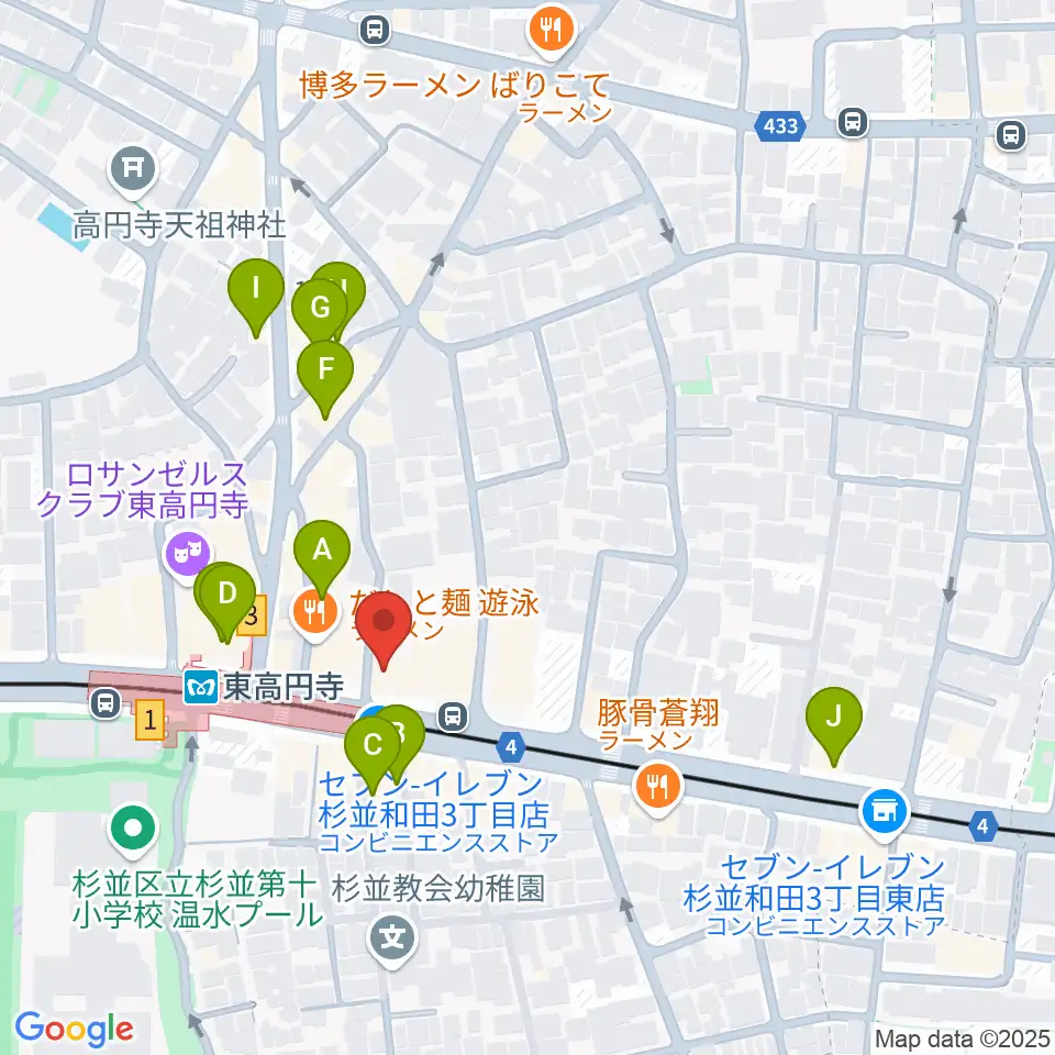 エンジェルハープ周辺のカフェ一覧地図