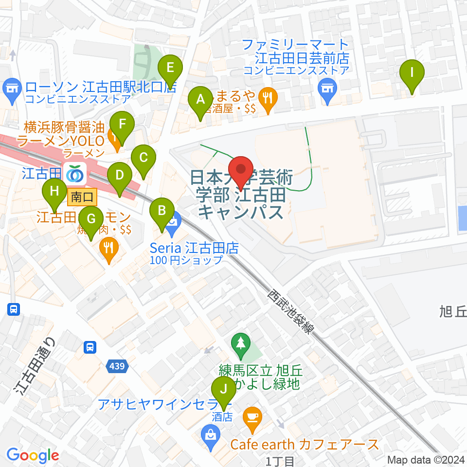 日本大学芸術学部 音楽学科周辺のカフェ一覧地図