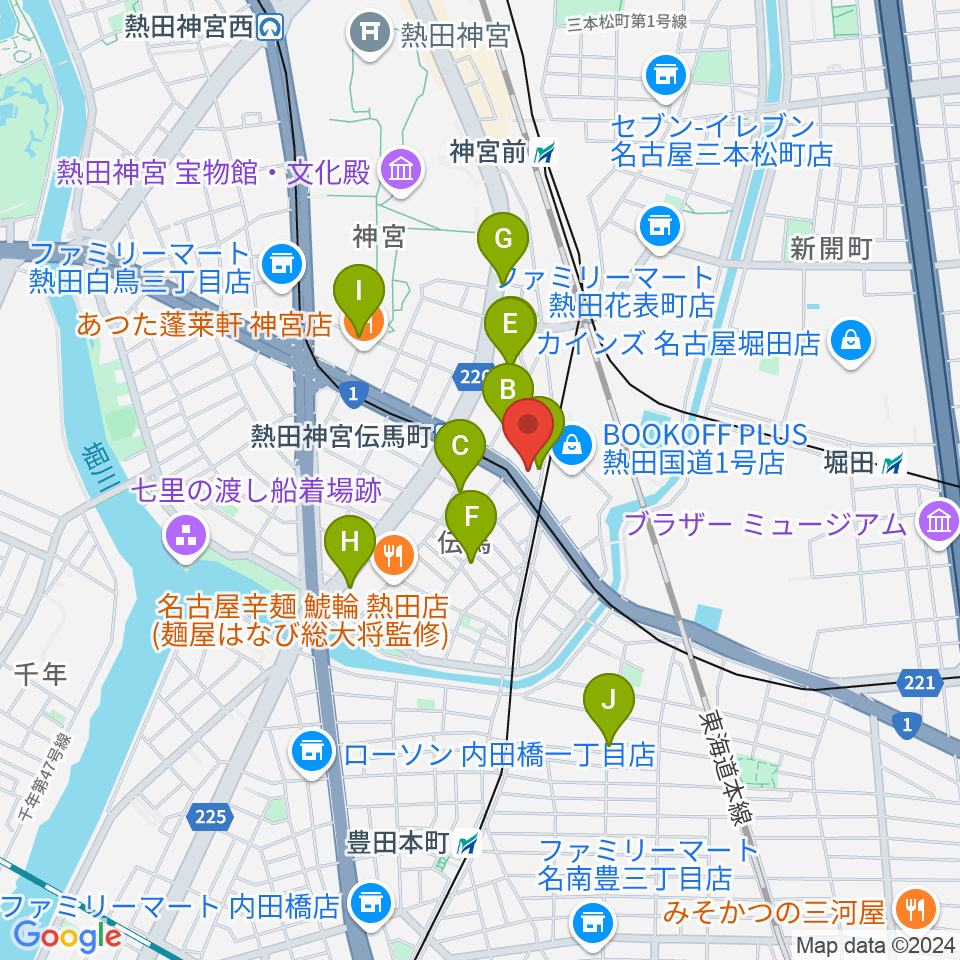 名古屋工学院専門学校周辺のカフェ一覧地図