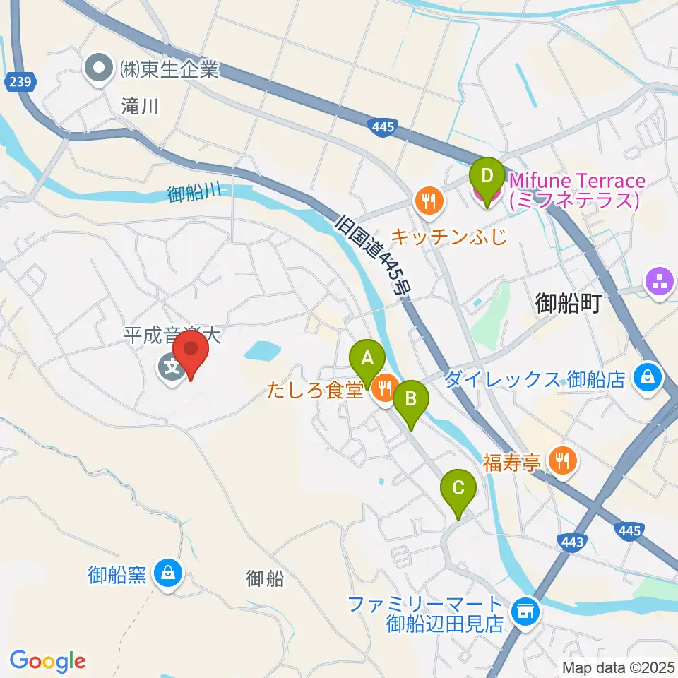 平成音楽大学周辺のカフェ一覧地図