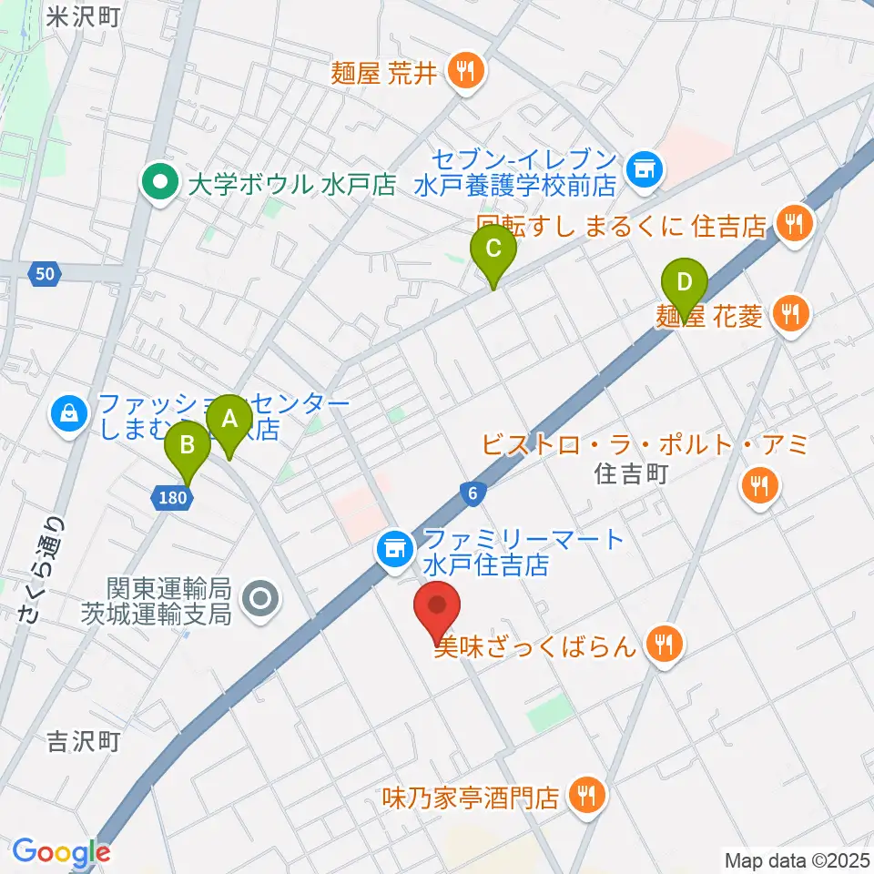 茨城音楽専門学校周辺のカフェ一覧地図