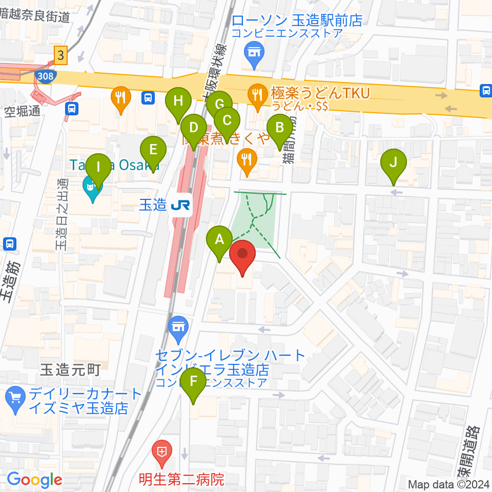 KMC音楽院周辺のカフェ一覧地図