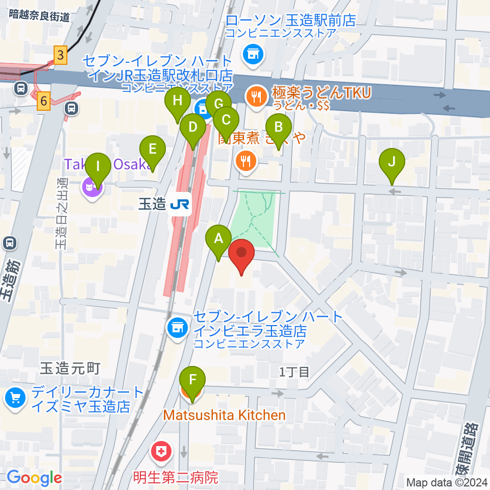 KMC音楽院周辺のカフェ一覧地図