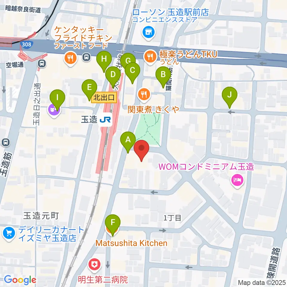 KMC音楽院周辺のカフェ一覧地図