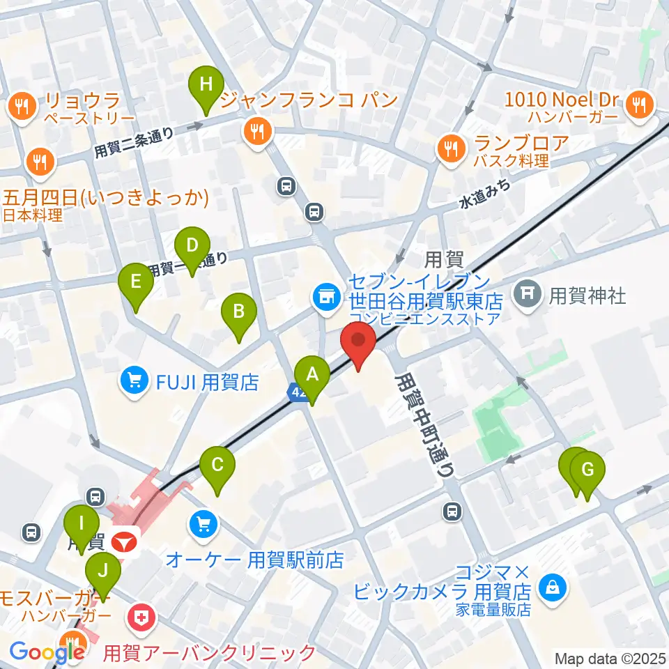 ママンベビー用賀教室周辺のカフェ一覧地図