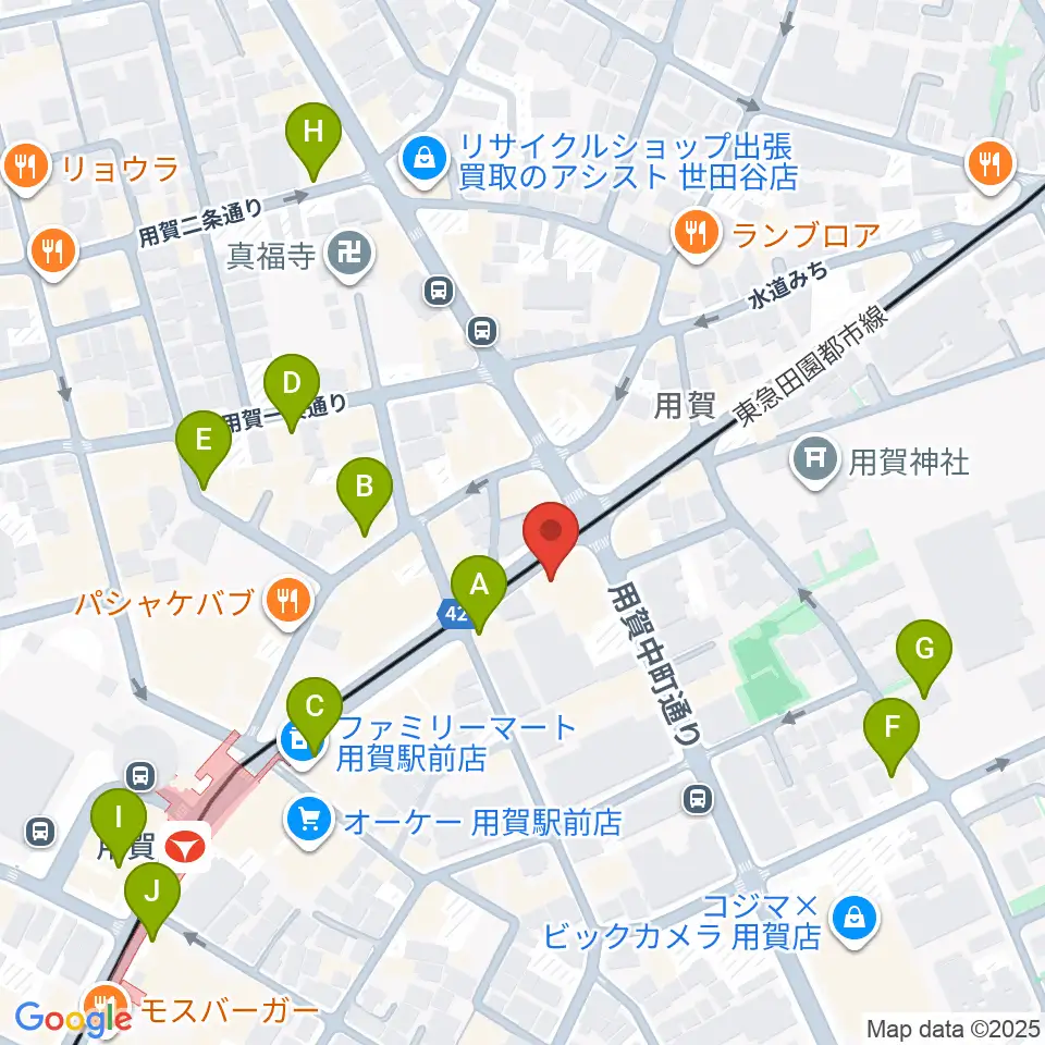 ママンベビー用賀教室周辺のカフェ一覧地図