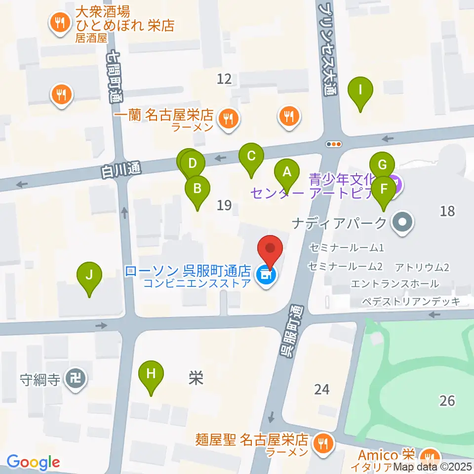 名古屋スクールオブミュージック&ダンス専門学校周辺のカフェ一覧地図