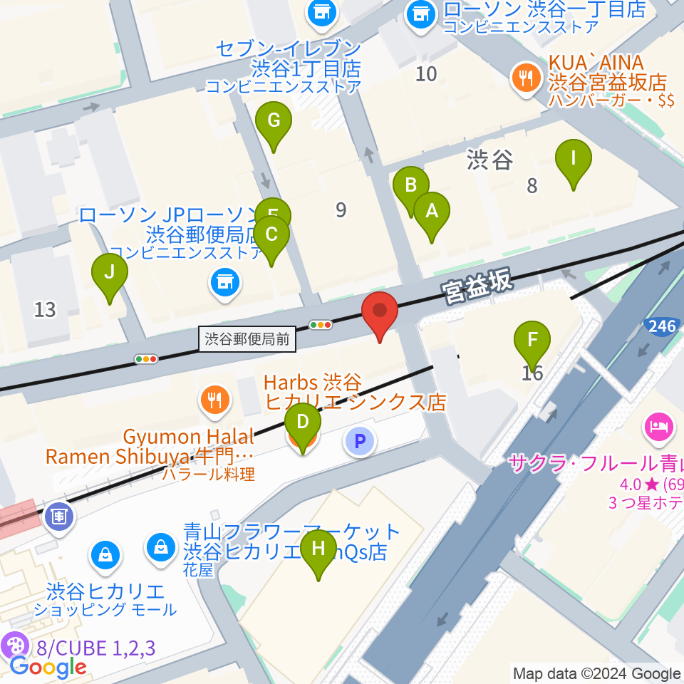 東京スクールオブミュージック専門学校渋谷周辺のカフェ一覧地図