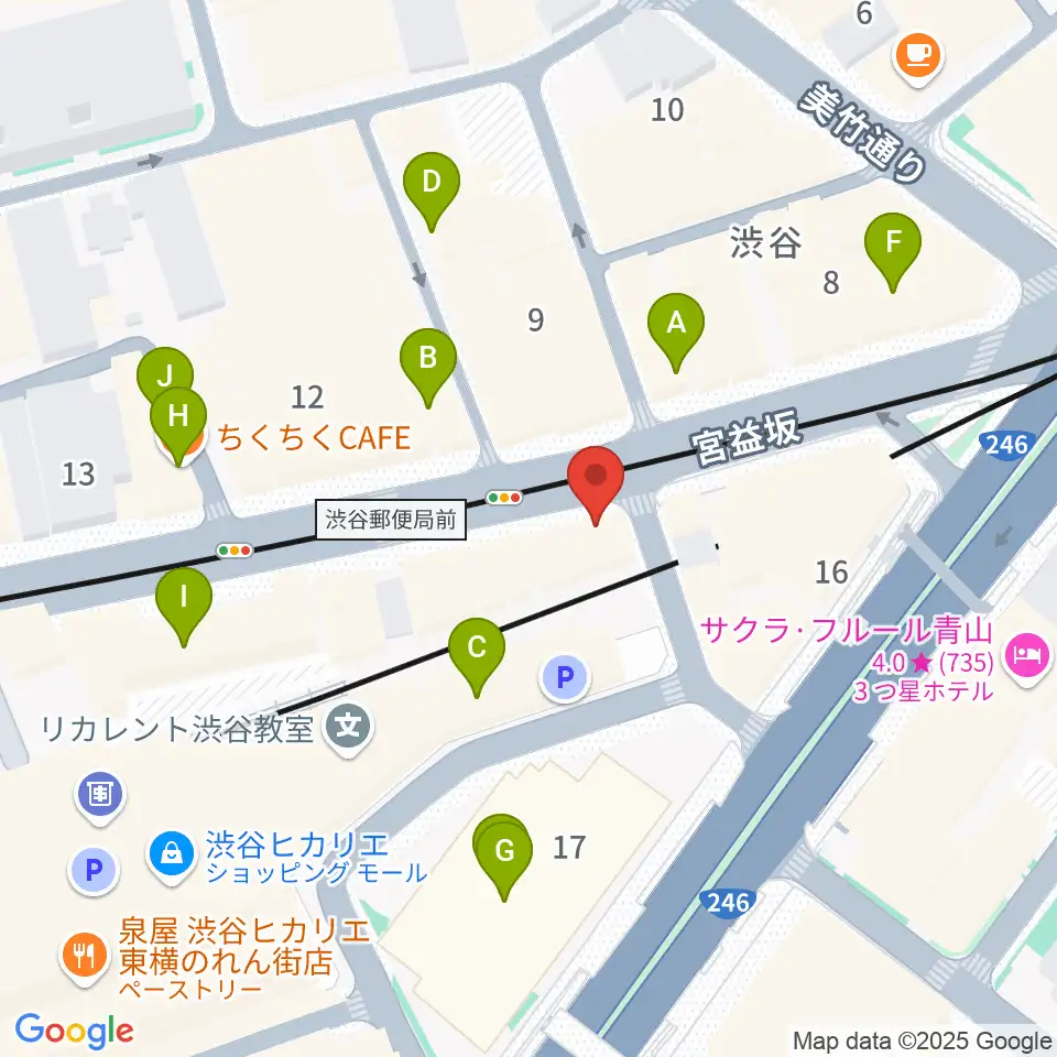 東京スクールオブミュージック専門学校渋谷周辺のカフェ一覧地図