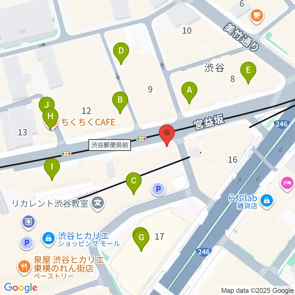 東京スクールオブミュージック専門学校渋谷周辺のカフェ一覧地図