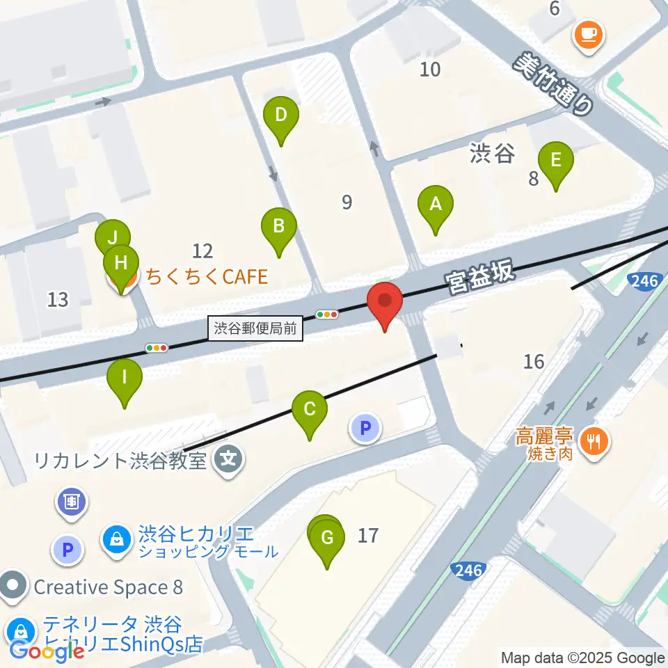 東京スクールオブミュージック専門学校渋谷周辺のカフェ一覧地図