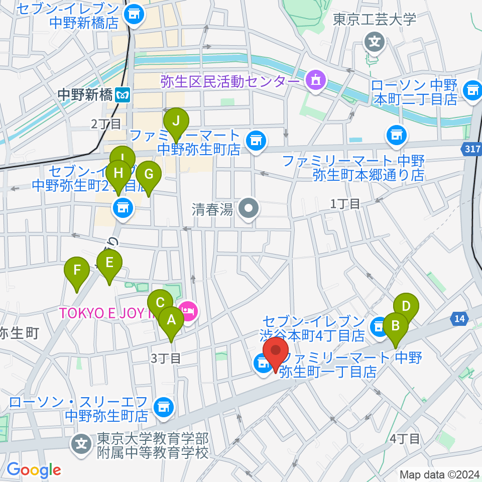 専門学校東京アナウンス学院周辺のカフェ一覧地図