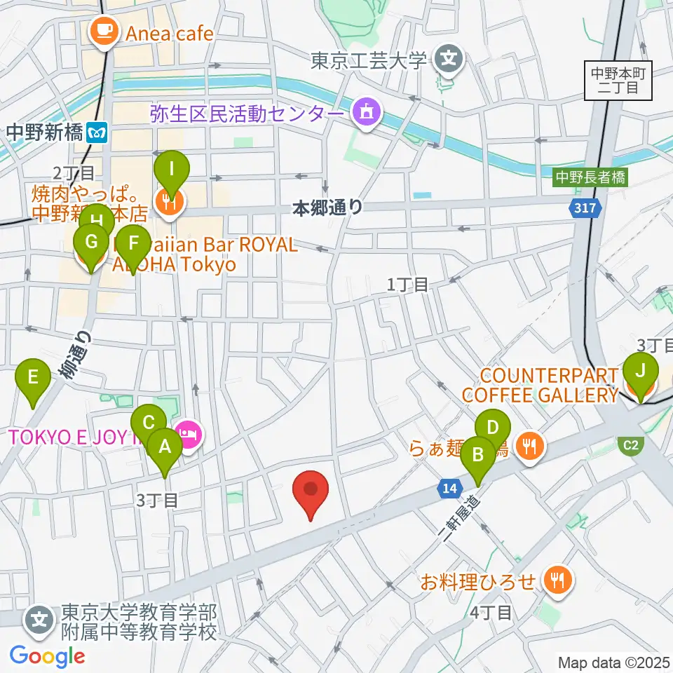 専門学校東京アナウンス学院周辺のカフェ一覧地図