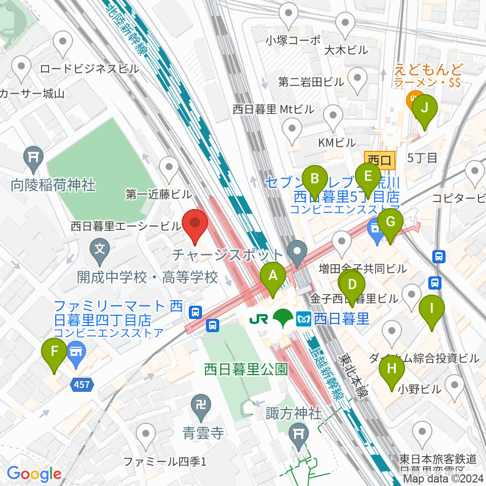 東京音楽学院 西日暮里駅前校周辺のカフェ一覧地図