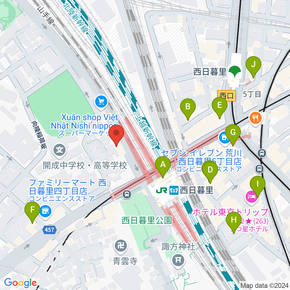 東京音楽学院 西日暮里駅前校周辺のカフェ一覧地図