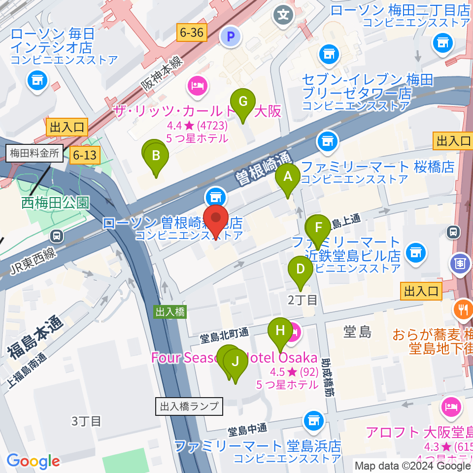 ビジュアルアーツ専門学校 大阪周辺のカフェ一覧地図