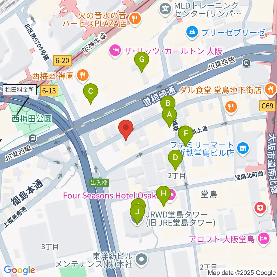 ビジュアルアーツ専門学校 大阪周辺のカフェ一覧地図