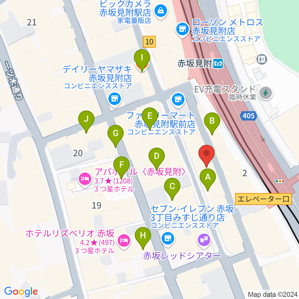 ヤマノミュージックサロン赤坂周辺のカフェ一覧地図