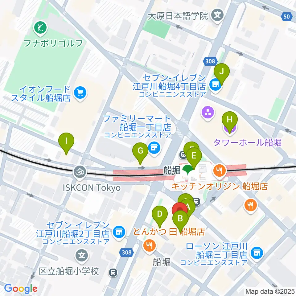 ヤマノミュージックセンター船堀周辺のカフェ一覧地図