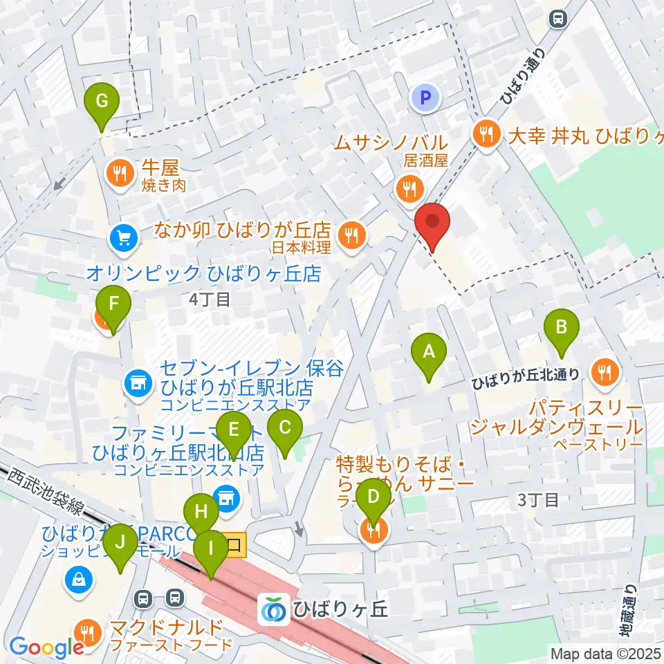 ヤマノミュージックセンターひばりが丘周辺のカフェ一覧地図