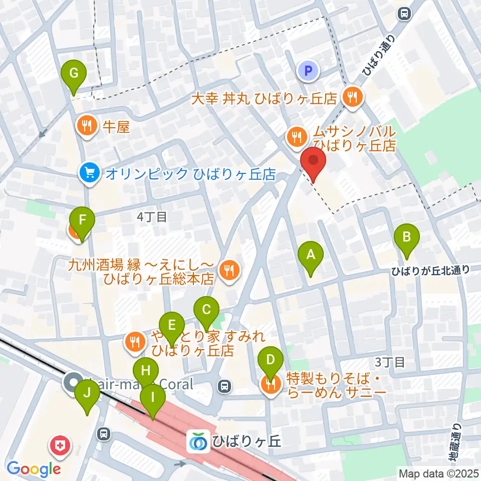 ヤマノミュージックセンターひばりが丘周辺のカフェ一覧地図
