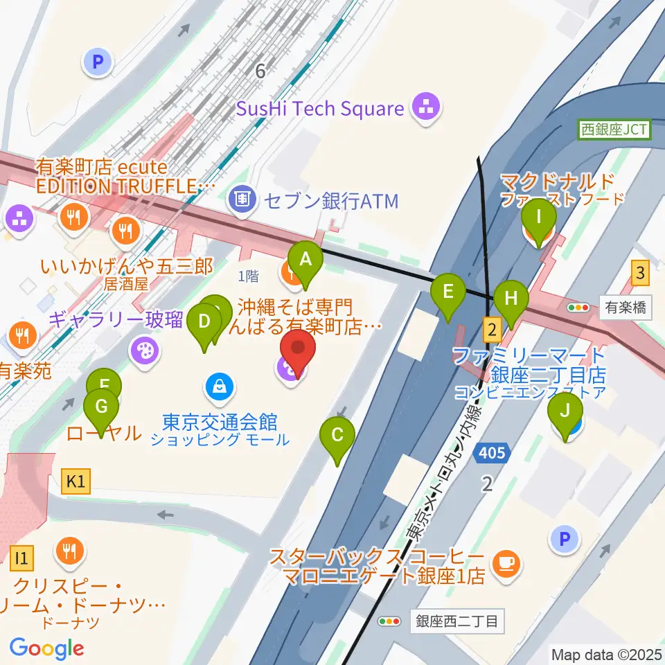 ヤマノミュージックサロン有楽町周辺のカフェ一覧地図