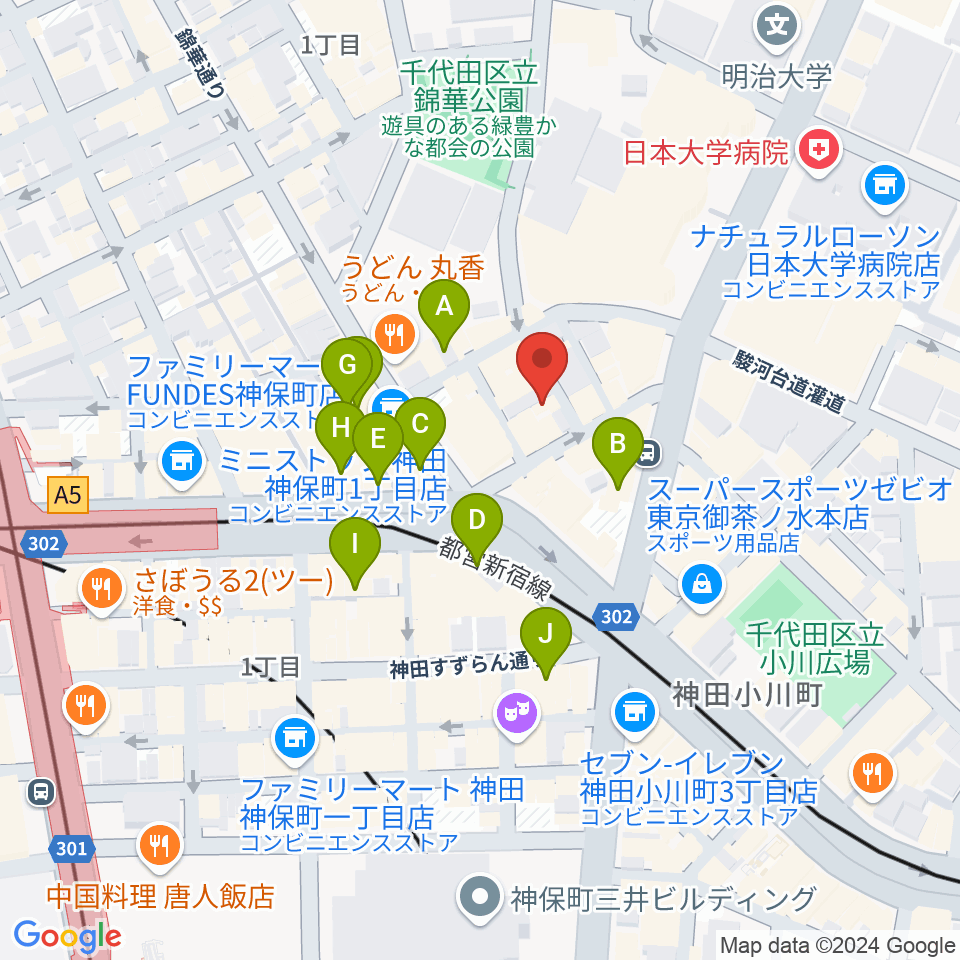 音楽教室ポレット周辺のカフェ一覧地図