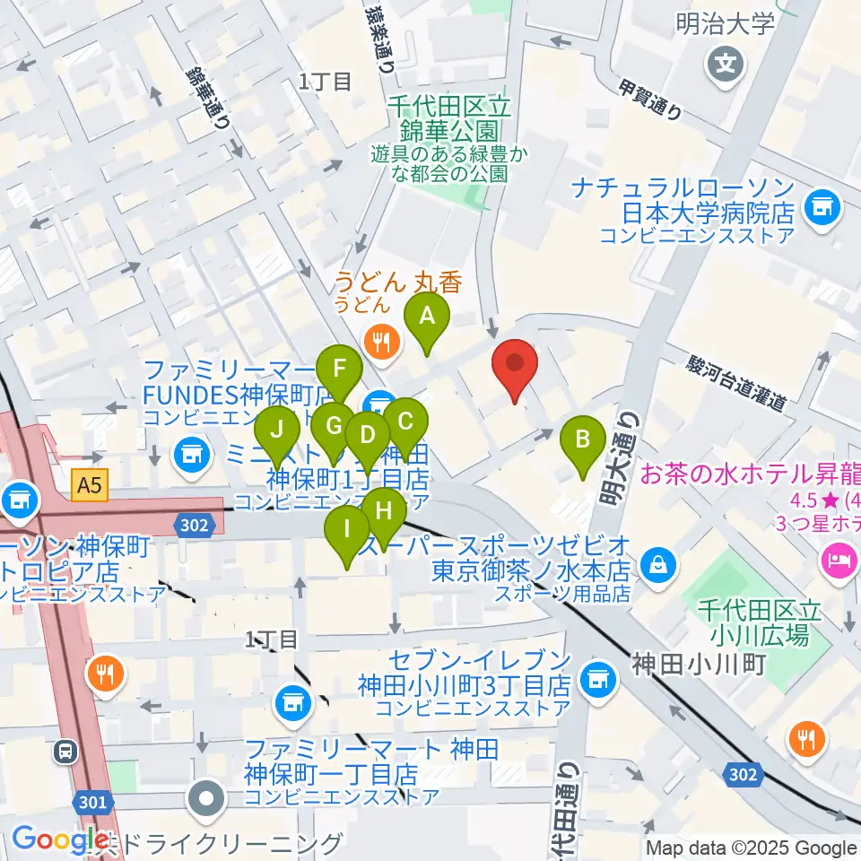 音楽教室ポレット周辺のカフェ一覧地図