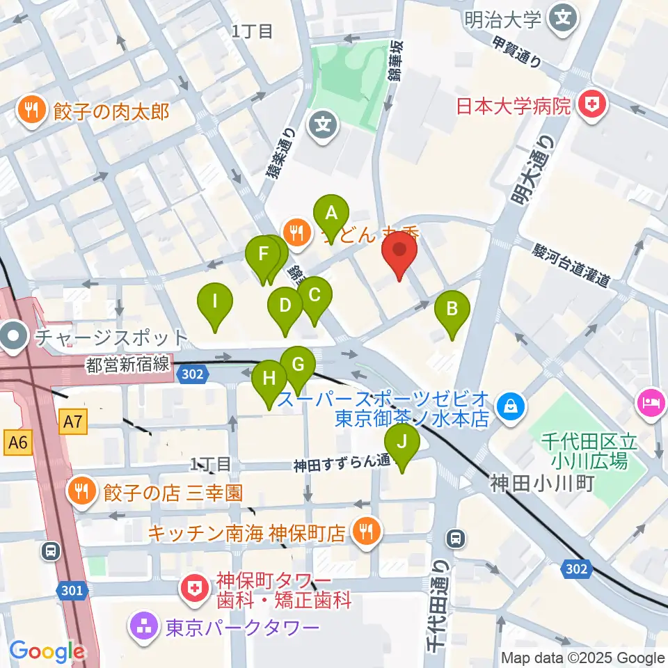 音楽教室ポレット周辺のカフェ一覧地図