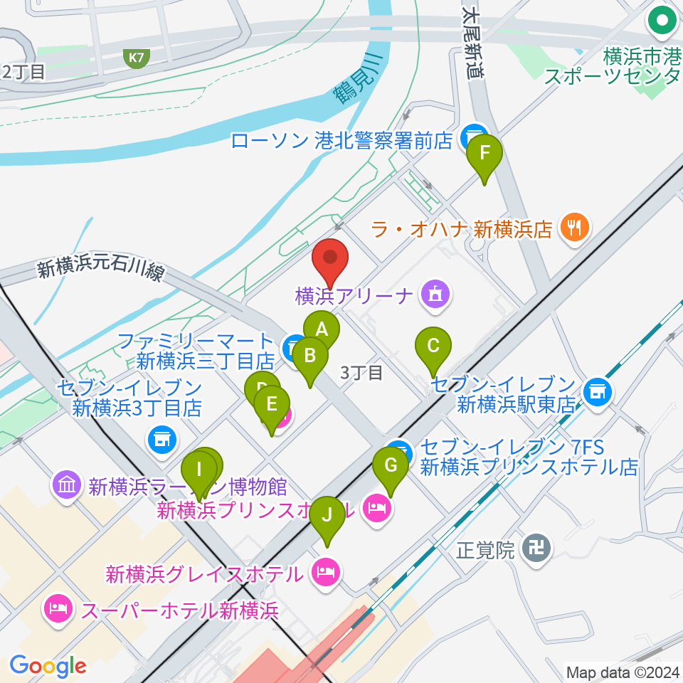 横浜デジタルアーツ専門学校周辺のカフェ一覧地図