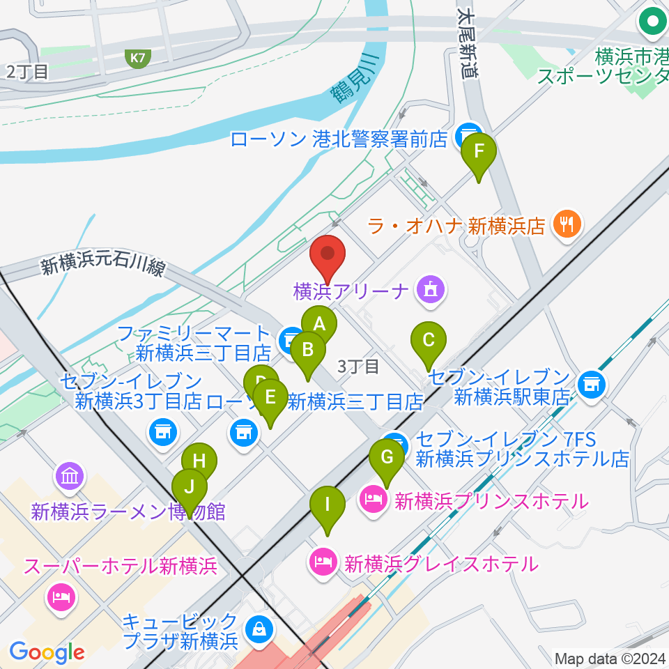 横浜デジタルアーツ専門学校周辺のカフェ一覧地図