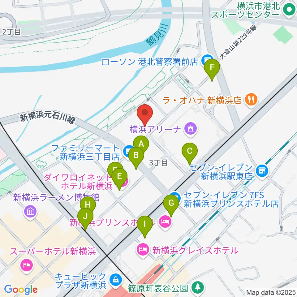 横浜デジタルアーツ専門学校周辺のカフェ一覧地図