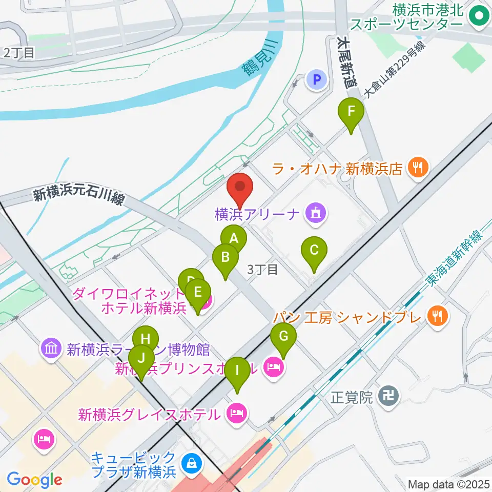 横浜デジタルアーツ専門学校周辺のカフェ一覧地図