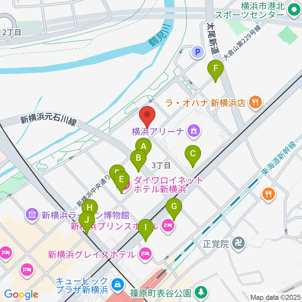 横浜デジタルアーツ専門学校周辺のカフェ一覧地図