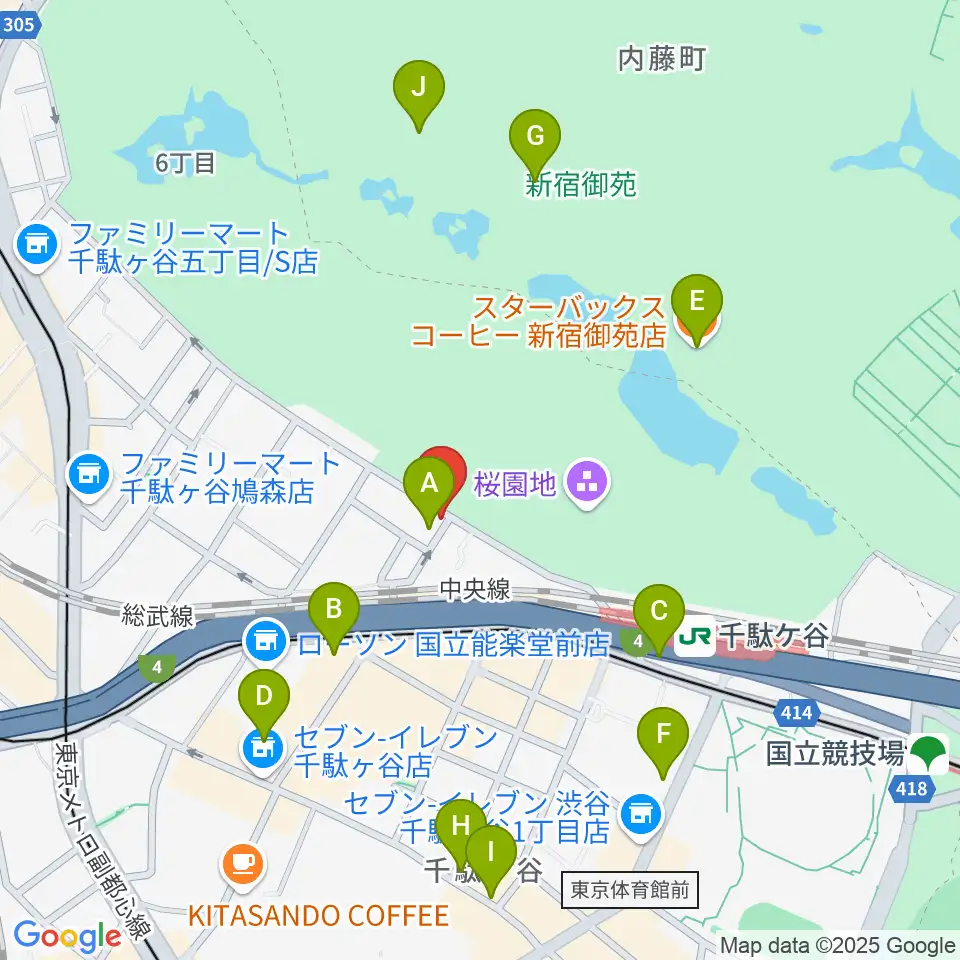 MAGICO音楽教室周辺のカフェ一覧地図