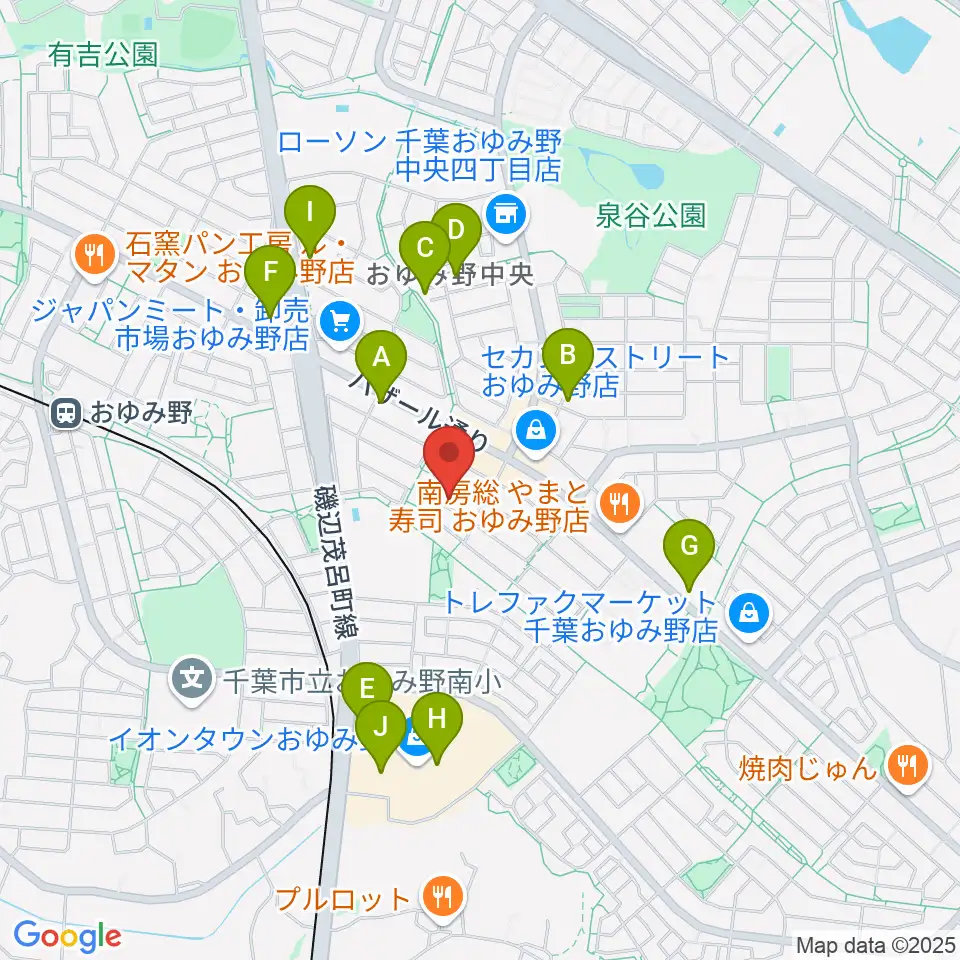 おゆみ野フルート教室周辺のカフェ一覧地図
