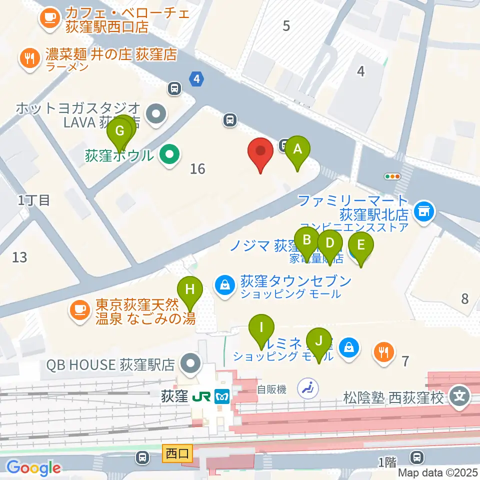 八重洲ピアノ社 荻窪本店センター周辺のカフェ一覧地図