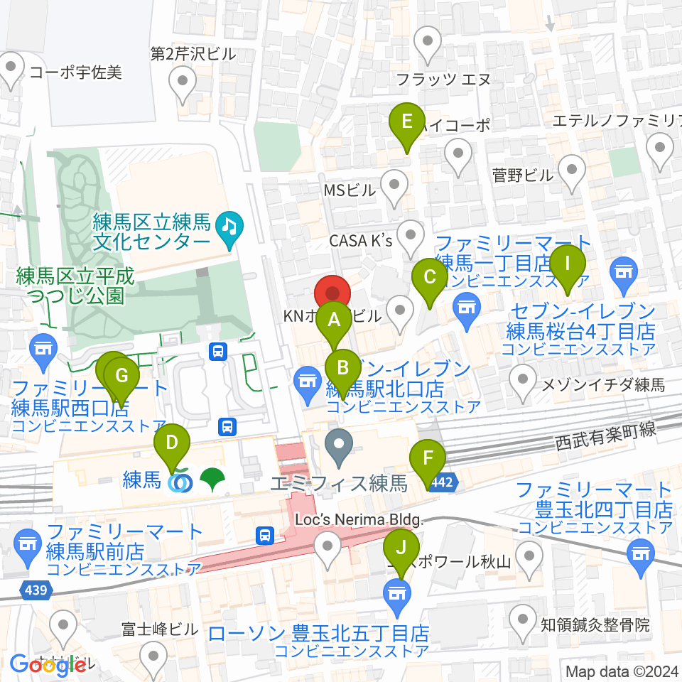 練馬ポコアポコ音楽教室周辺のカフェ一覧地図