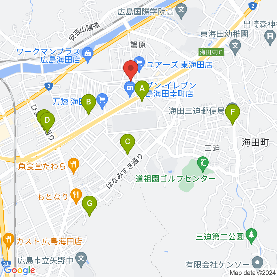 アトリエB周辺のカフェ一覧地図