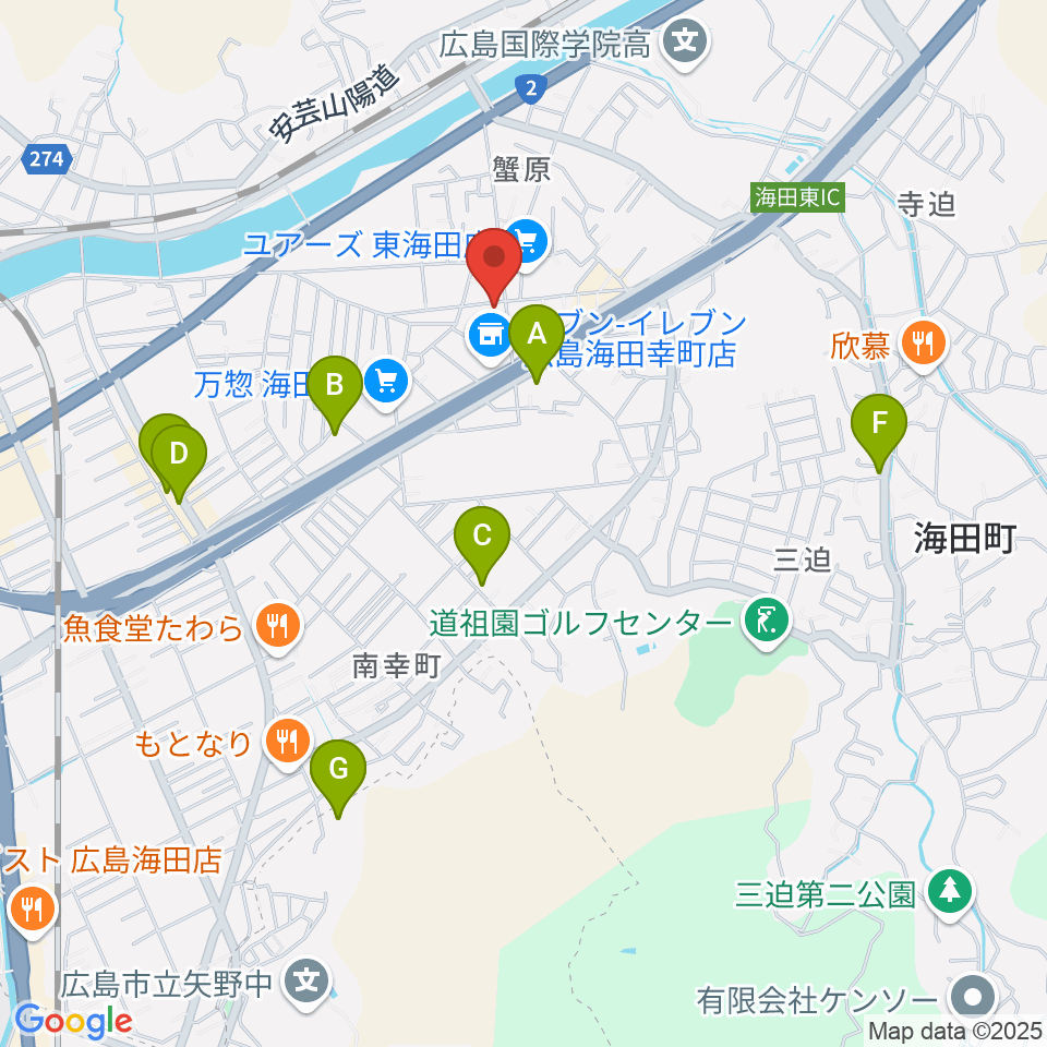 アトリエB周辺のカフェ一覧地図