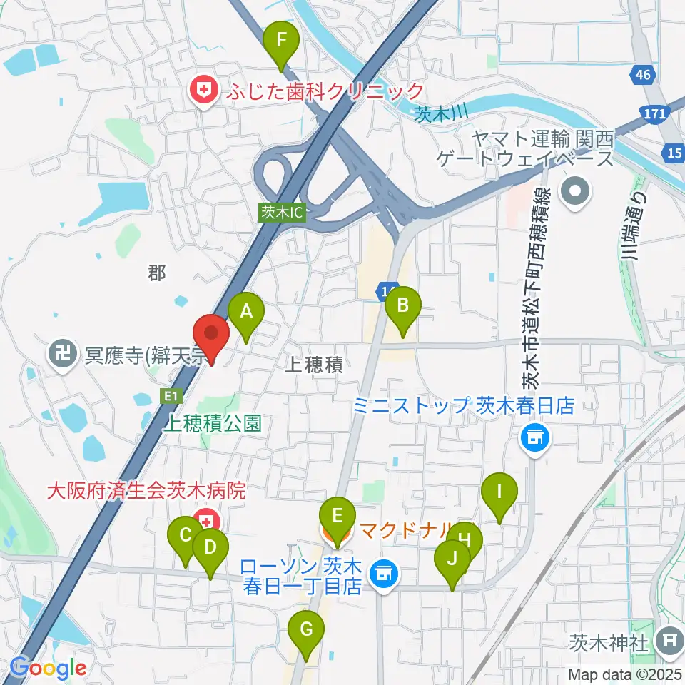 クレール音楽教室周辺のカフェ一覧地図