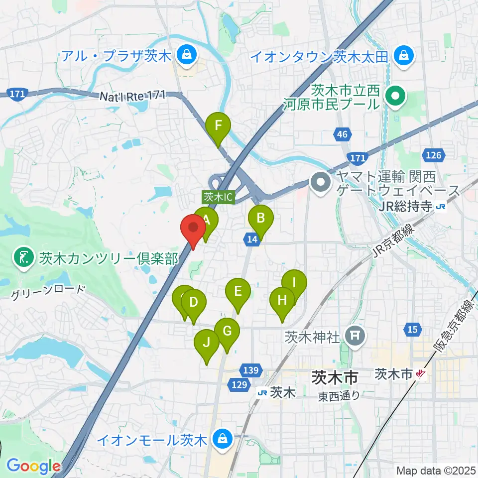 クレール音楽教室周辺のカフェ一覧地図
