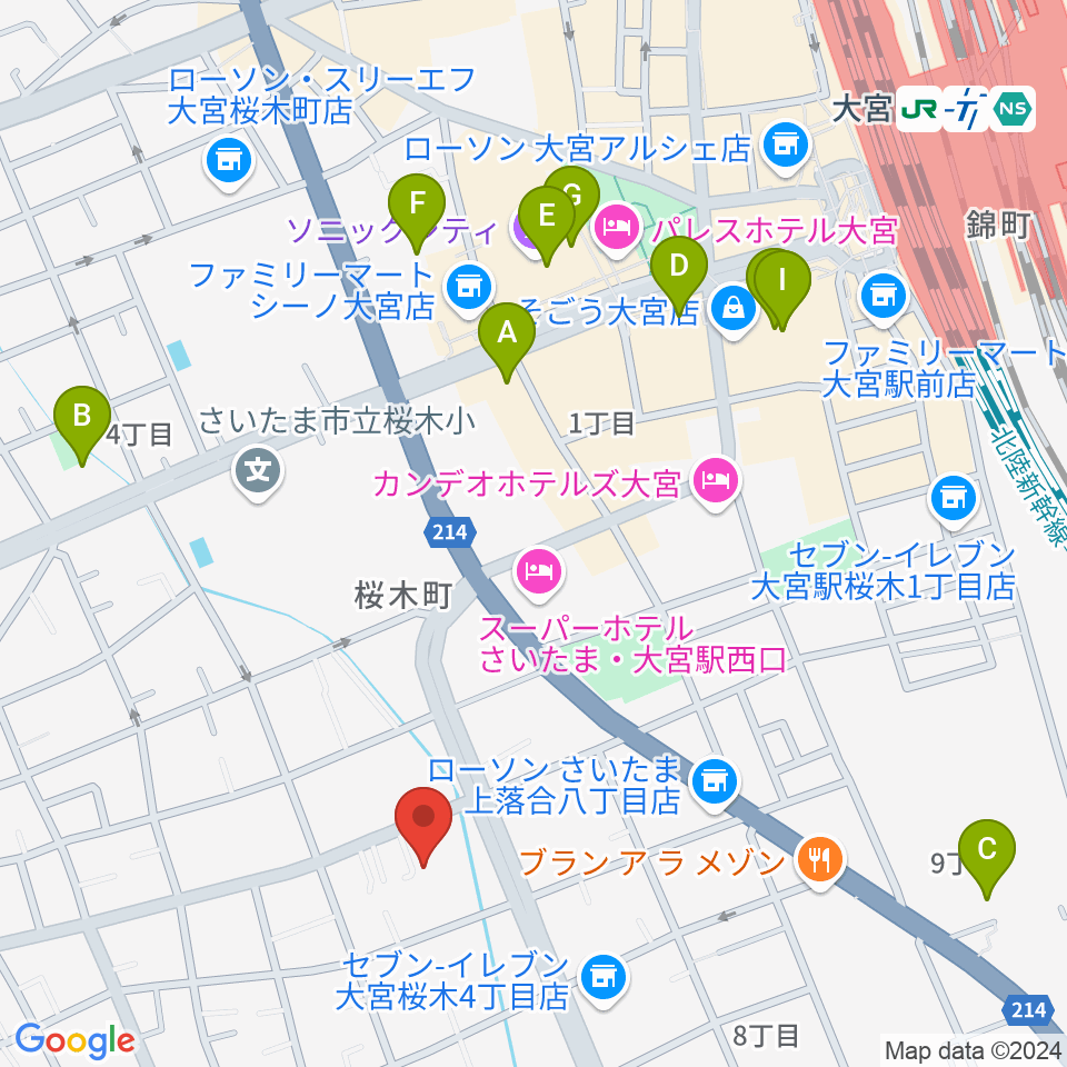 モーゼ音楽スクール周辺のカフェ一覧地図