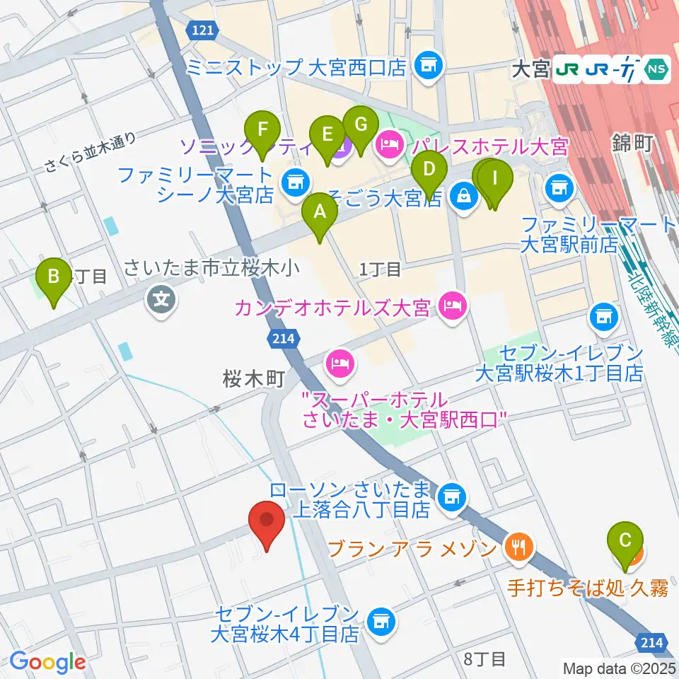 モーゼ音楽スクール周辺のカフェ一覧地図