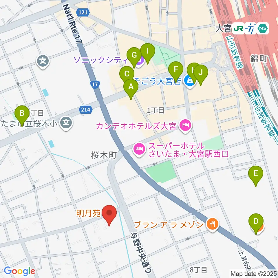 モーゼ音楽スクール周辺のカフェ一覧地図